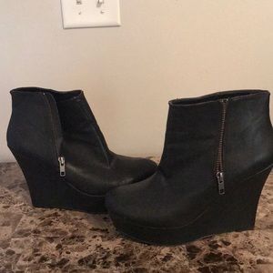 Black Wedge Booties